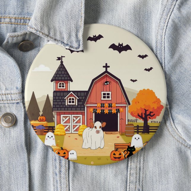 Niedliche Halloween-Kuh Button (Beispiel)