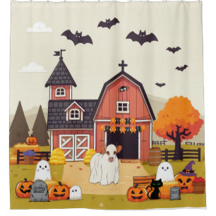Niedliche Halloween-Kuh Duschvorhang