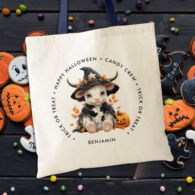 Niedliche Halloween Kuh Hexe Personalisiert Candy Tragetasche (Von Creator hochgeladen)