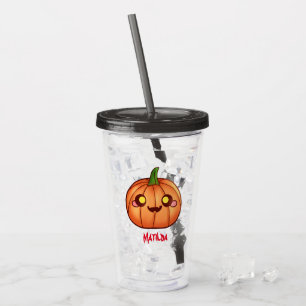 Niedliche Halloween-Kürbislaterne Acryltrinkbecher