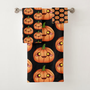 Niedliche Halloween-Kürbislaterne Badhandtuch Set