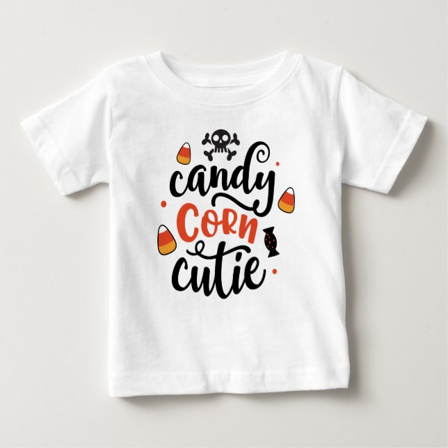 Niedliche Halloween-Mais-Süsse Kinder Name Baby T- Baby T-shirt (Vorderseite)