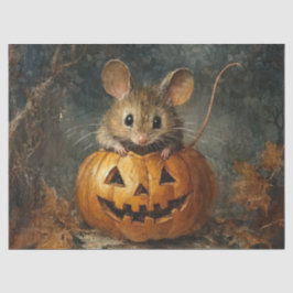 Niedliche Halloween-Maus mit Pumpkin für Decoupage Seidenpapier
