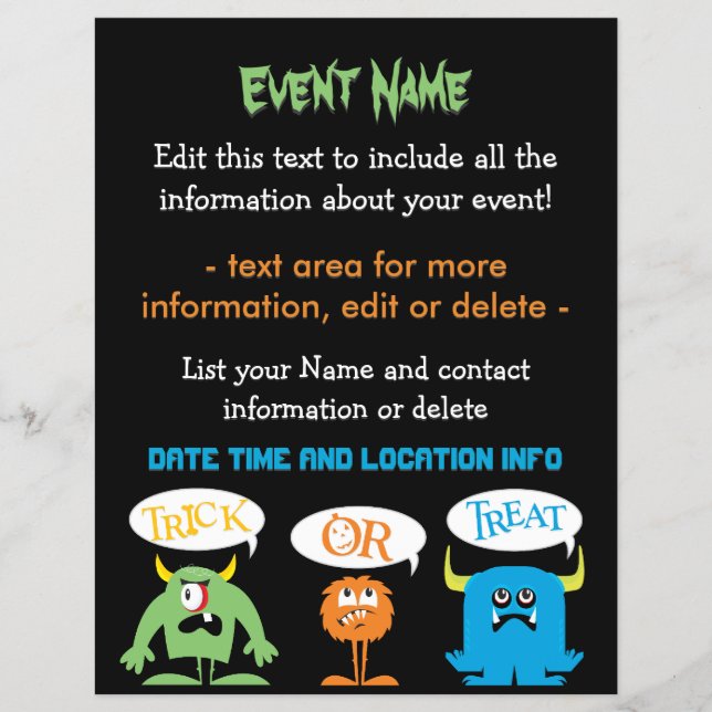 Niedliche Halloween-Monster Flyer (Vorne)