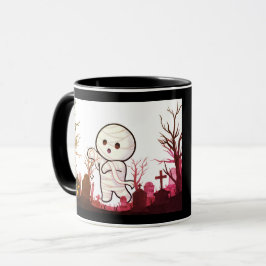Niedliche Halloween Mummy in Spooky Graveyard - Fu Tasse