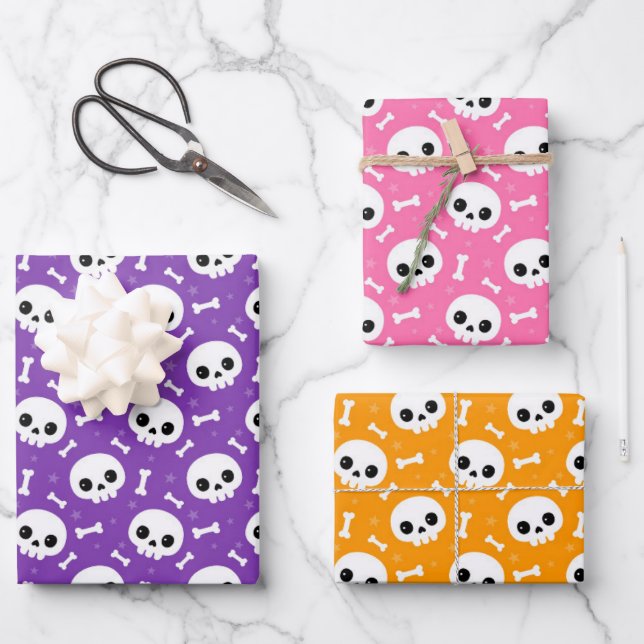 Niedliche Halloween-Muster Geschenkpapier Set (Vorderseite)