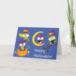 Niedliche Halloween Owls Kids Karte