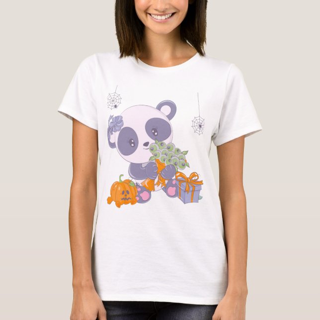 Niedliche Halloween Panda Bouquet Eyes Halloween-T T-Shirt (Vorderseite)