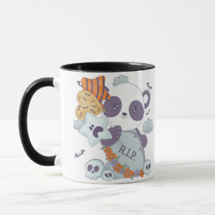 Niedliche Halloween Panda RIP Grave Skull Hallowee Tasse