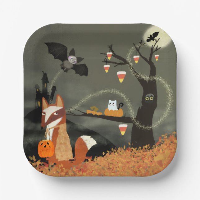 Niedliche Halloween-Papiertafel Pappteller (Vorderseite)