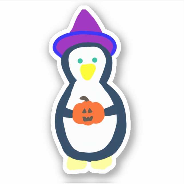 Niedliche Halloween-Pinguin Aufkleber (Vorderseite)
