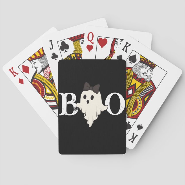 Niedliche Halloween Pokerkarten - "Boo" Ghost mit  (Rückseite)