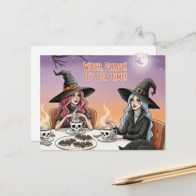 Niedliche Halloween Postkarte (Vorderseite/Rückseite Beispiel)