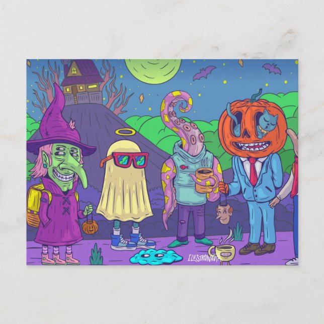 Niedliche Halloween Postkarte (Vorderseite)