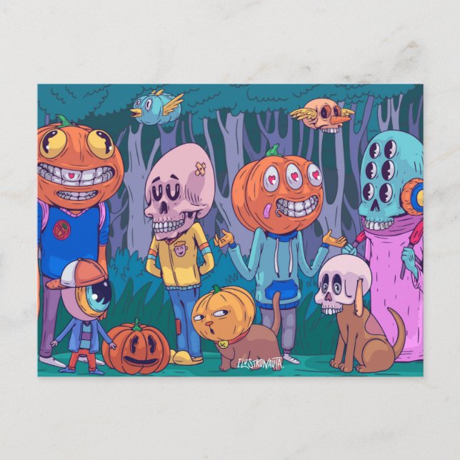 Niedliche Halloween Postkarte (Vorderseite)