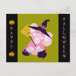 Niedliche Halloween-Postkarte: Elefant im Zauberko Postkarte