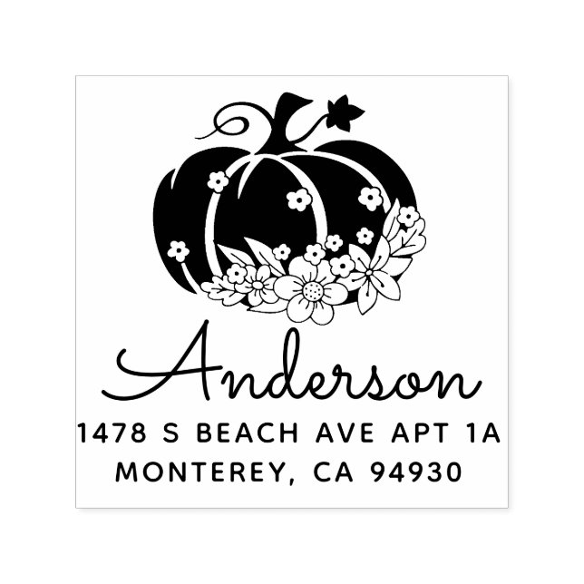Niedliche Halloween Pumpkin Fall-Adresse Permastempel (Design)