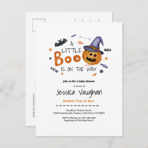 Niedliche Halloween Pumpkin Little Boo Baby Dusche Einladungspostkarte