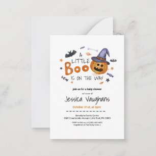 Niedliche Halloween Pumpkin Little Boo Baby Dusche Mitteilungskarte