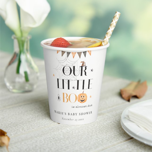 Niedliche Halloween Pumpkin Little Boo Baby Dusche Pappbecher (In Situ)