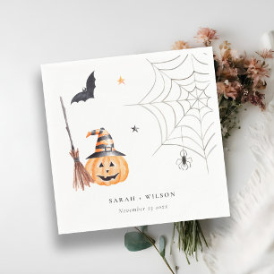 Niedliche Halloween Pumpkin Spiderweb Spooky Weddi Serviette