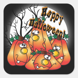 Niedliche Halloween Pumpkins Quadratischer Aufkleber