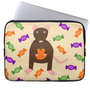 Niedliche Halloween-Rat und Pumpkin Laptopschutzhülle