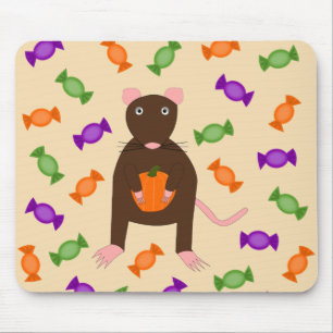Niedliche Halloween-Rat und Pumpkin Mousepad