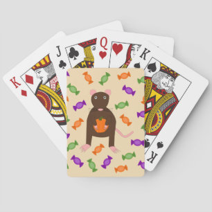Niedliche Halloween-Rat und Pumpkin Spielkarten