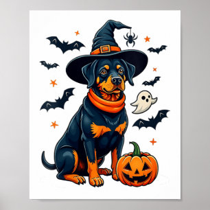 Niedliche Halloween-Rottweiler-Hündin V-Nacken _1 Poster