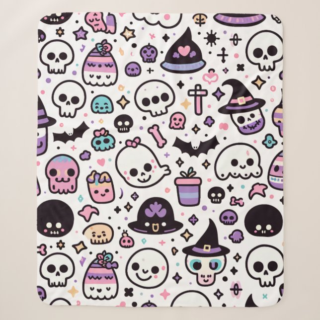 Niedliche Halloween Schädeldecke Sherpadecke (Vorderseite)