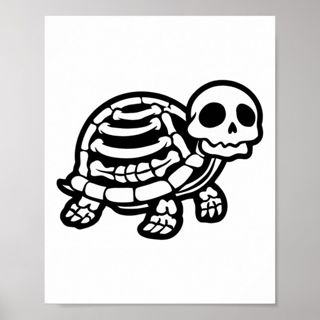 Niedliche Halloween Schildkrötenkelett Tortoise Fo Poster (Vorne)