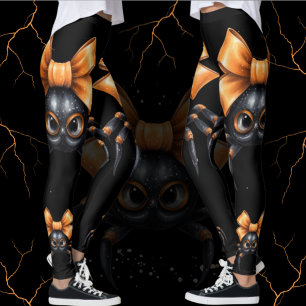 Niedliche Halloween-Schwarze mit Orange Bow Leggings
