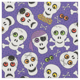 Niedliche Halloween-Skulls auf Lila Stoff