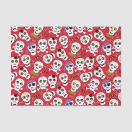 Niedliche Halloween-Skulpturen auf Red Decoupage Seidenpapier
