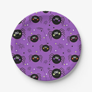 Niedliche Halloween-Spinnen Pappteller