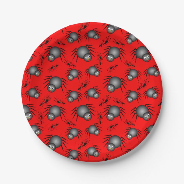 Niedliche Halloween Spinnenpapiertafel Pappteller (Vorderseite)