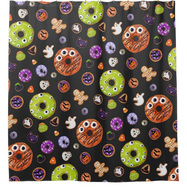 Niedliche Halloween Spookie Keks Pumpkin Ghost Spi Duschvorhang (Vorderseite)