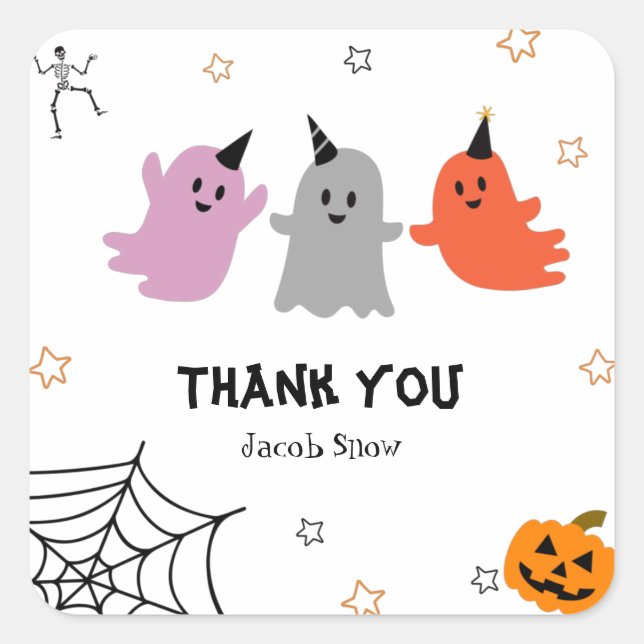 Niedliche Halloween Spooky Danke Square Sticker (Vorderseite)