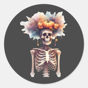 Niedliche Halloween-Sticker - Skelett Runder Aufkleber