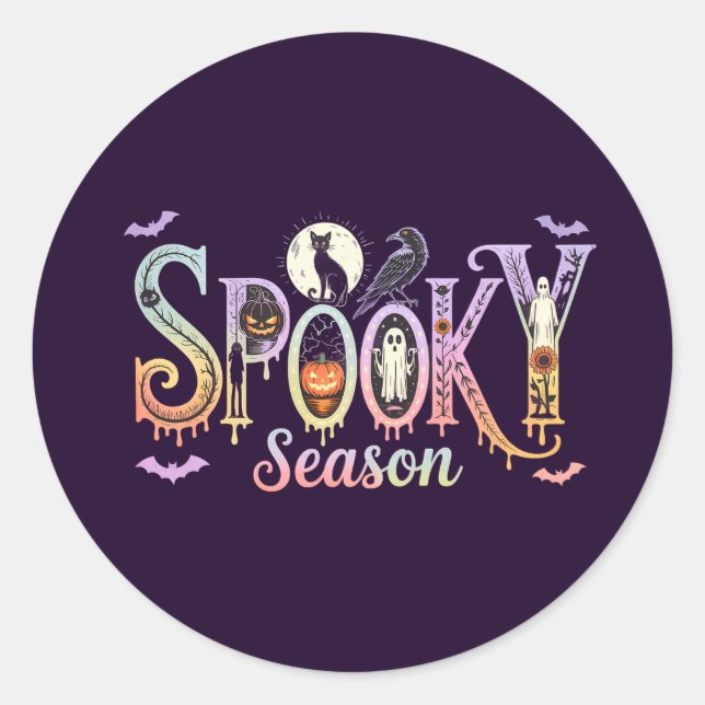 Niedliche Halloween-Sticker, Spooky Season Hallowe Runder Aufkleber (Vorderseite)