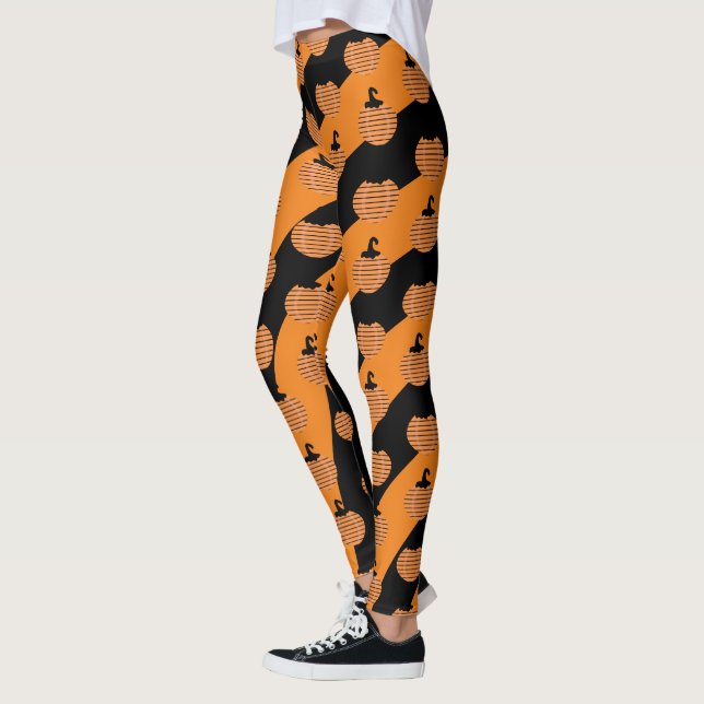 Niedliche Halloween Stripe Pumpkins Black Orange Leggings (Links)