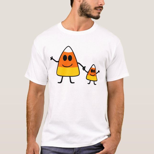 Niedliche Halloween-Süßigkeits-Mais-Familie T-Shirt (Vorderseite)