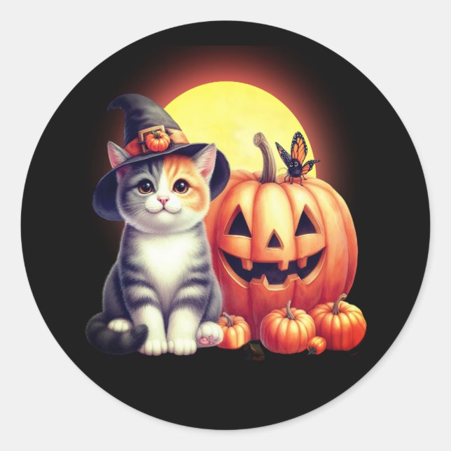 Niedliche Halloween Tabby Cat Stickers (Vorderseite)