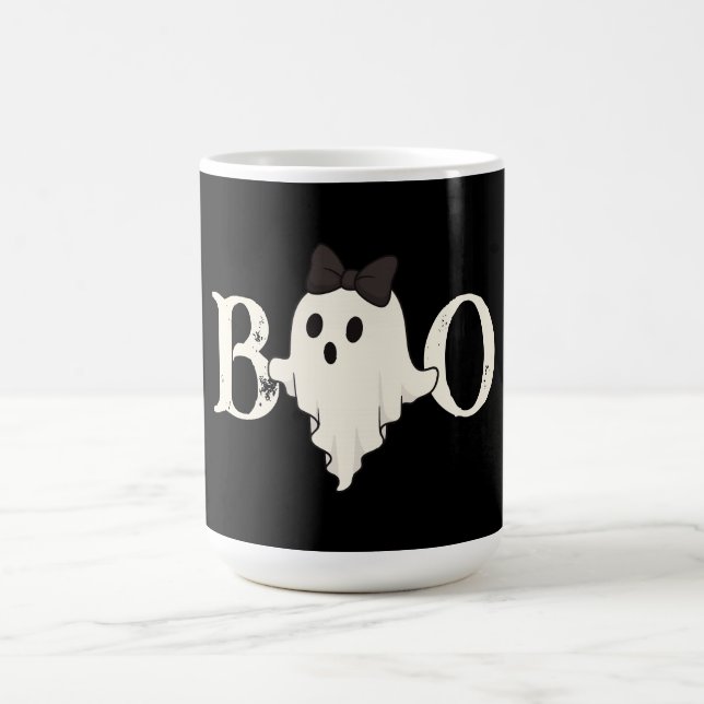 Niedliche Halloween-Tasse - "Boo"-Geist mit Bow Kaffeetasse (Mittel)