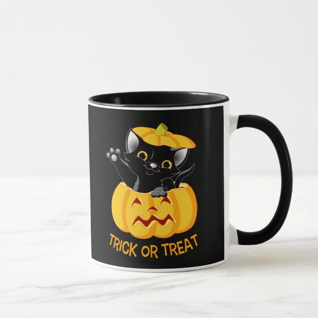Niedliche Halloween-Tasse Personalisierte Schwarzk Tasse (Rechts)