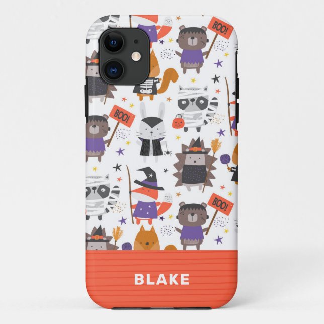 Niedliche Halloween-Tiere Personalisiert Case-Mate iPhone Hülle (Rückseite)