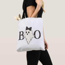 Niedliche Halloween Tote Bag - "Boo" Geist mit Bow
