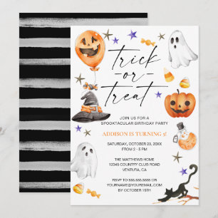 Niedliche Halloween Watercolor Geburtstagsparty Einladung