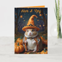 Niedliche Hamster Hexenkarte Halloween Grußkarte